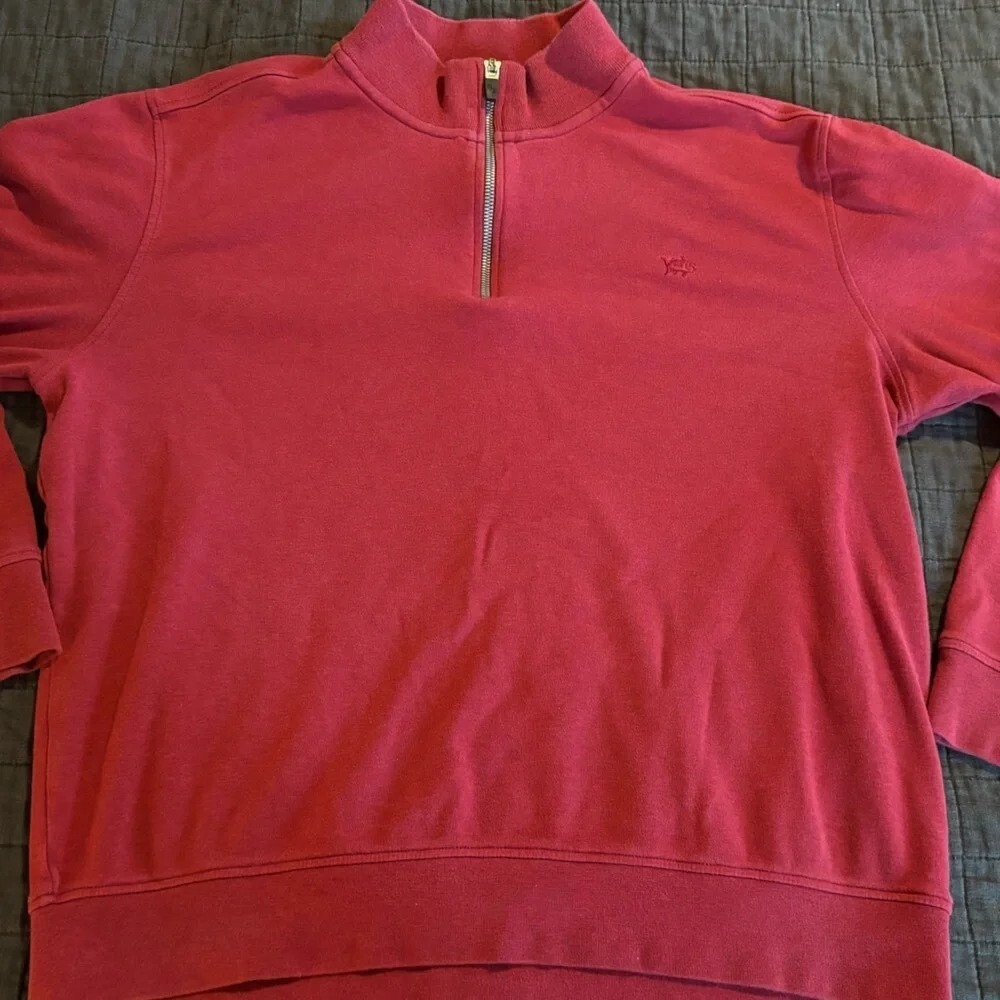 Southern Tide Mens Red‎ 100% Cotton Quarter Zip Pullover Sweater Size L Skipjack